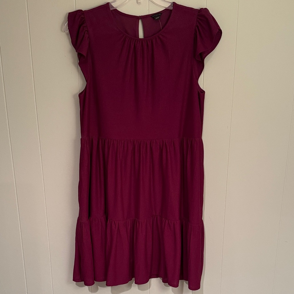 Ann Taylor Ruffled Sleeve Dress Purple